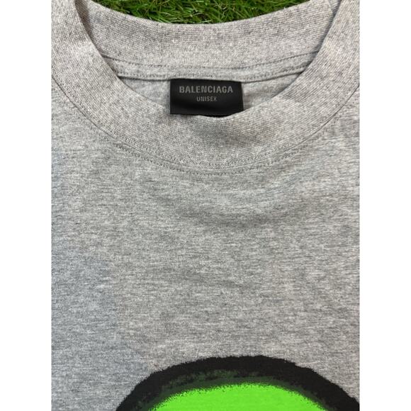 Balenciaga Alien Graphic Tee Gray Unisex Size L Oversized, Made in Portugal 24in - Picture 2 of 8